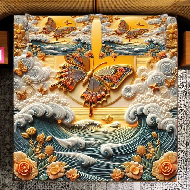 Luxury Ornate Butterfly Ocean 7D Bedsheet